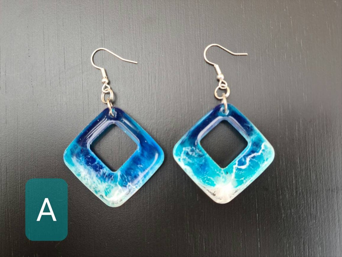 Ocean Resin Earrings Etsy