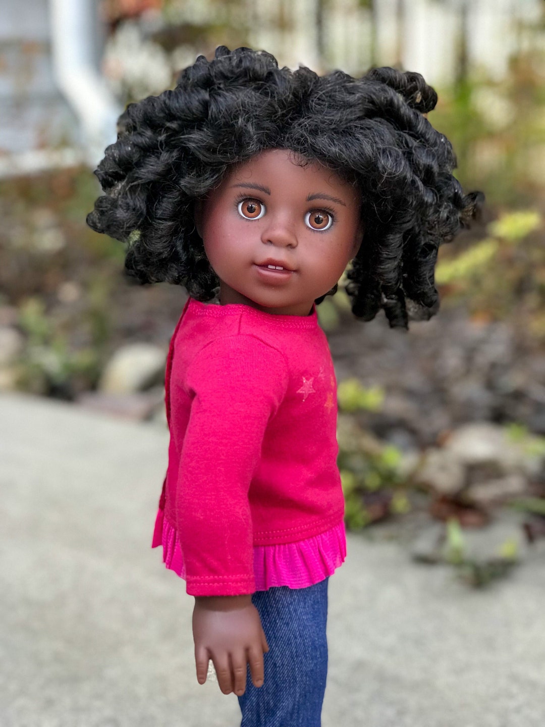 American Girl Custom Ooak Doll Olivia Black Curls Brown Eyes Etsy