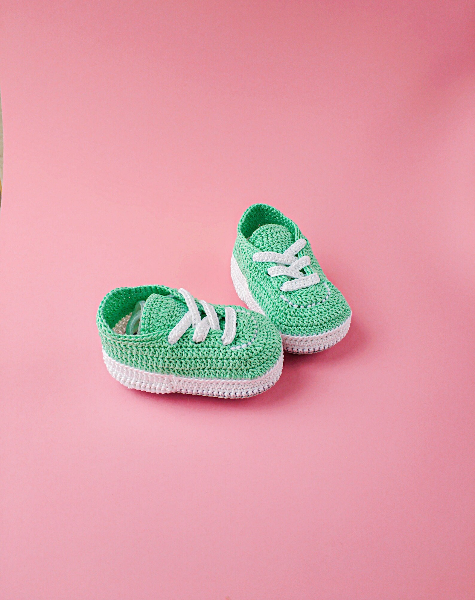 Crochet baby shoes baby sneakers 69 months mint green Etsy