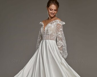 Bell Sleeve Wedding Dress - Etsy