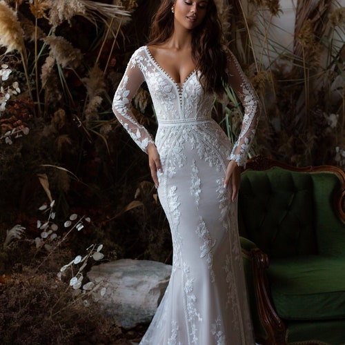 long sleeve lace dress wedding