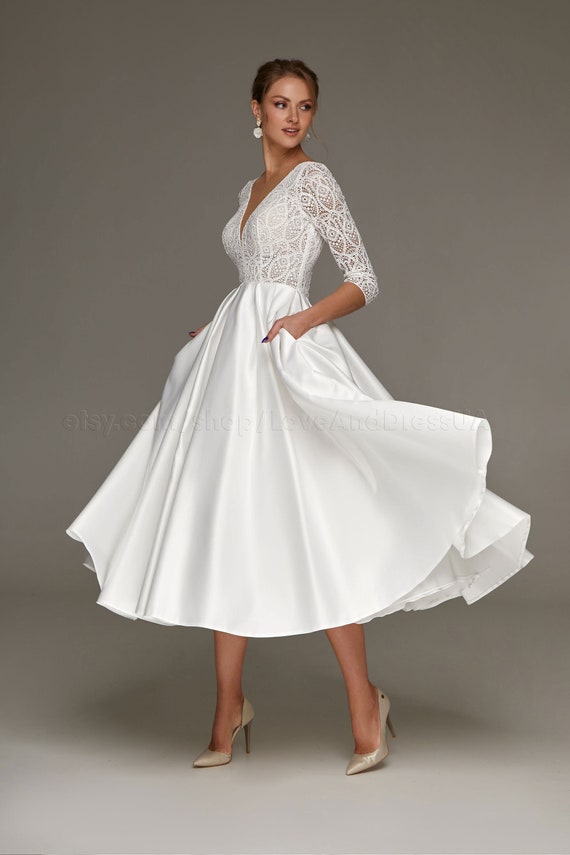 Vestido de corto vestido de novia largo de té vestido - Etsy