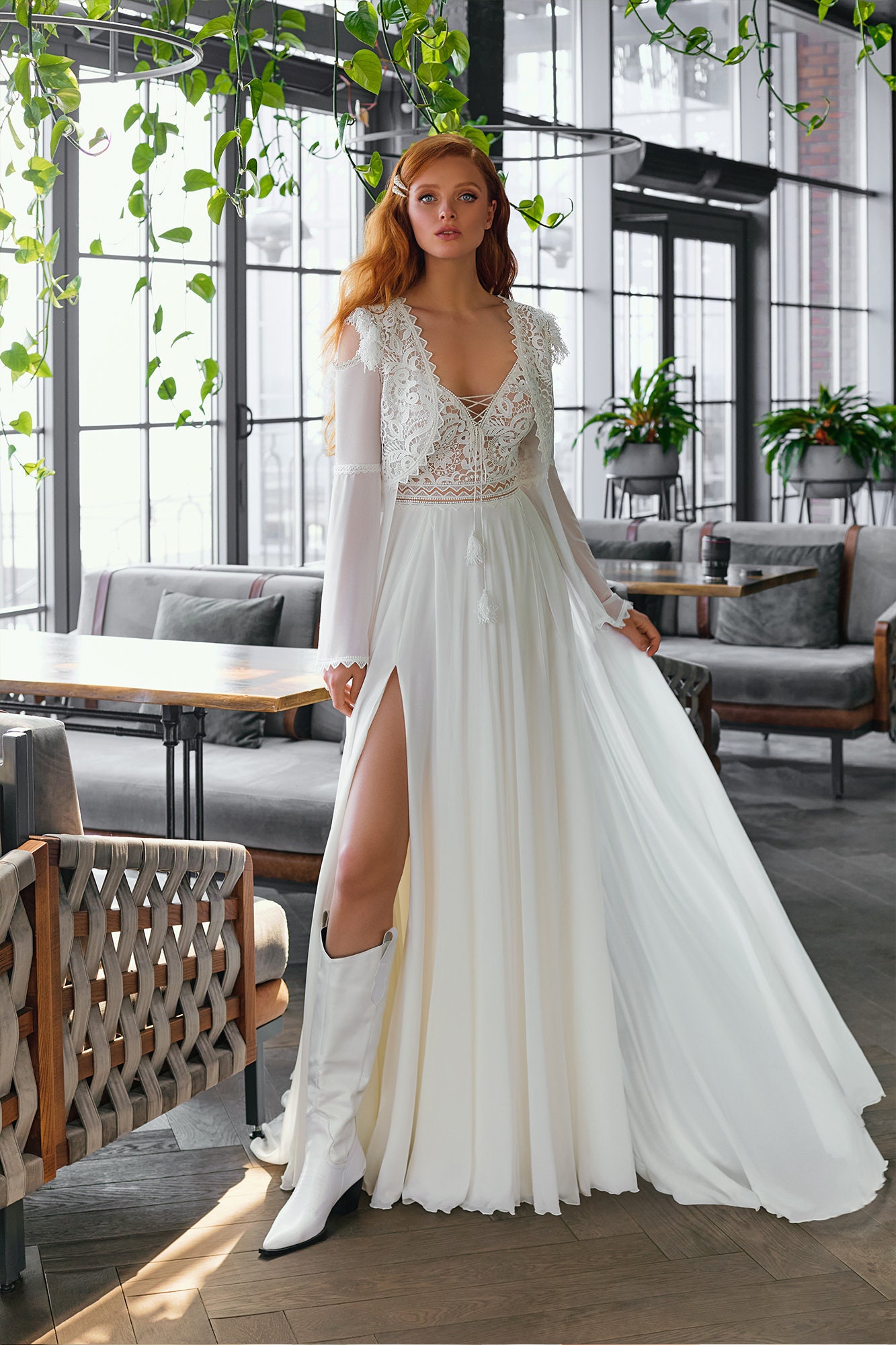 Boho Wedding Dress Jily Country Style Wedding Dress Rustic | Etsy
