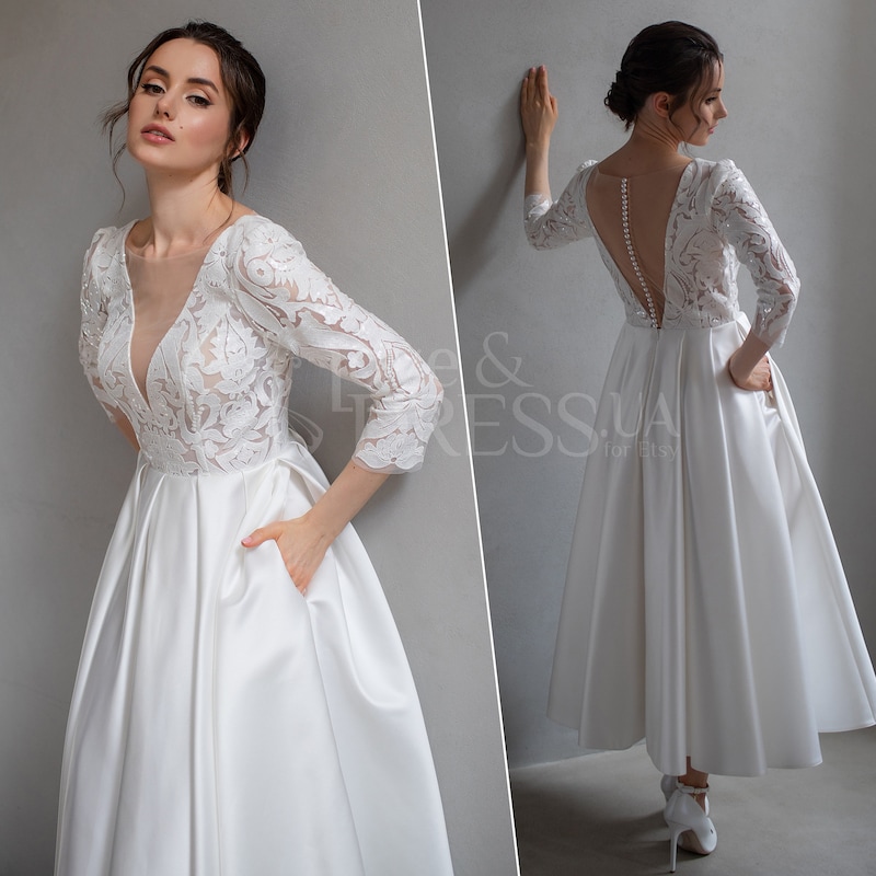 Elegant Midi Wedding Dresses UK – Timeless Style for Your Big Day