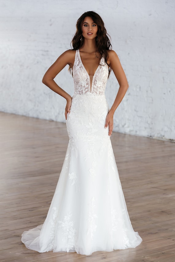 Katrina lace cheap illusion dress