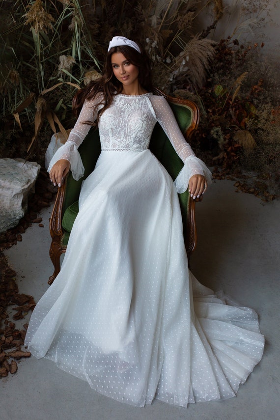 Boho Wedding Dress Wedding Dress Long Sleeve Bohemian Wedding