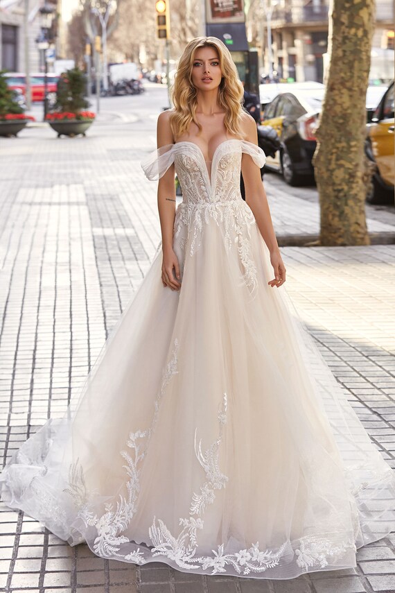 champagne bridal dress