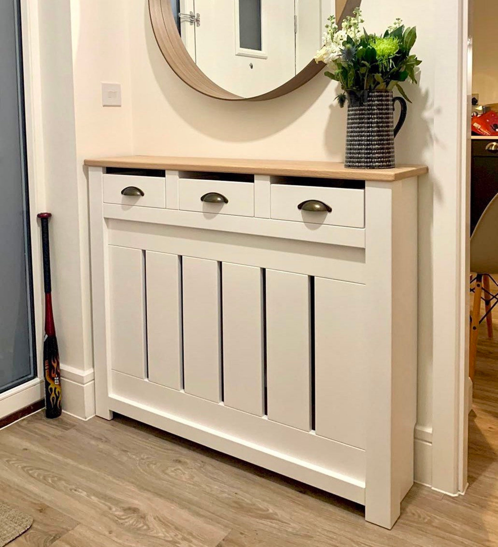 Bespoke Radiator Cover With Real Drawers & Solid Oak Top Etsy UK