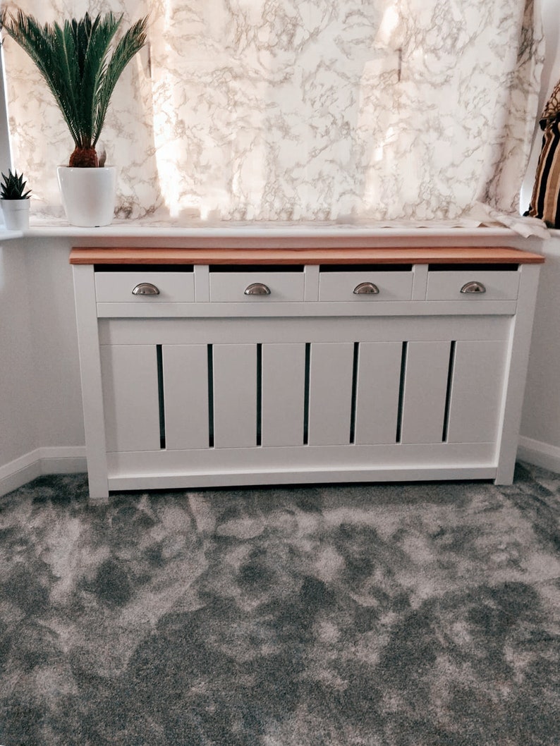 Bespoke Radiator Cover with Real Drawers & Solid Oak Top Etsy