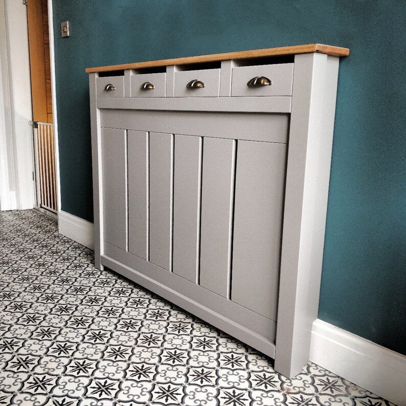 Bespoke Radiator Cover with Real Drawers & Solid Oak Top Etsy