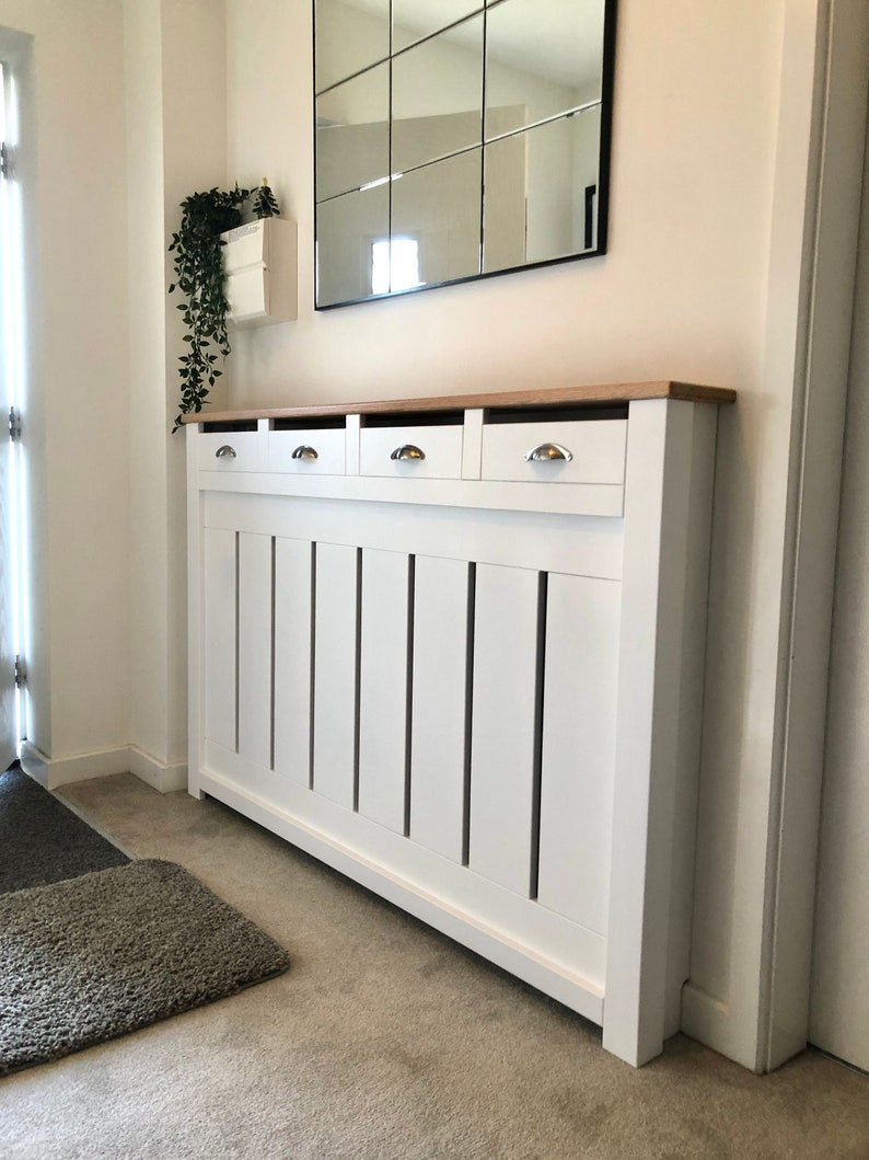 Bespoke Radiator Cover with Real Drawers & Solid Oak Top Etsy