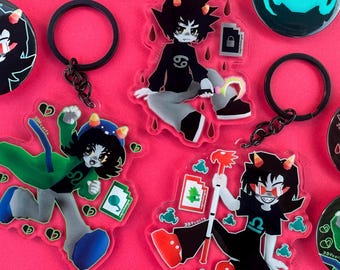 BUNDLE 3" Keychain, 2x Buttons 44mm Homestuck Trolls