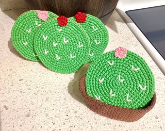 Cactus Crochet Coaster Set of 4