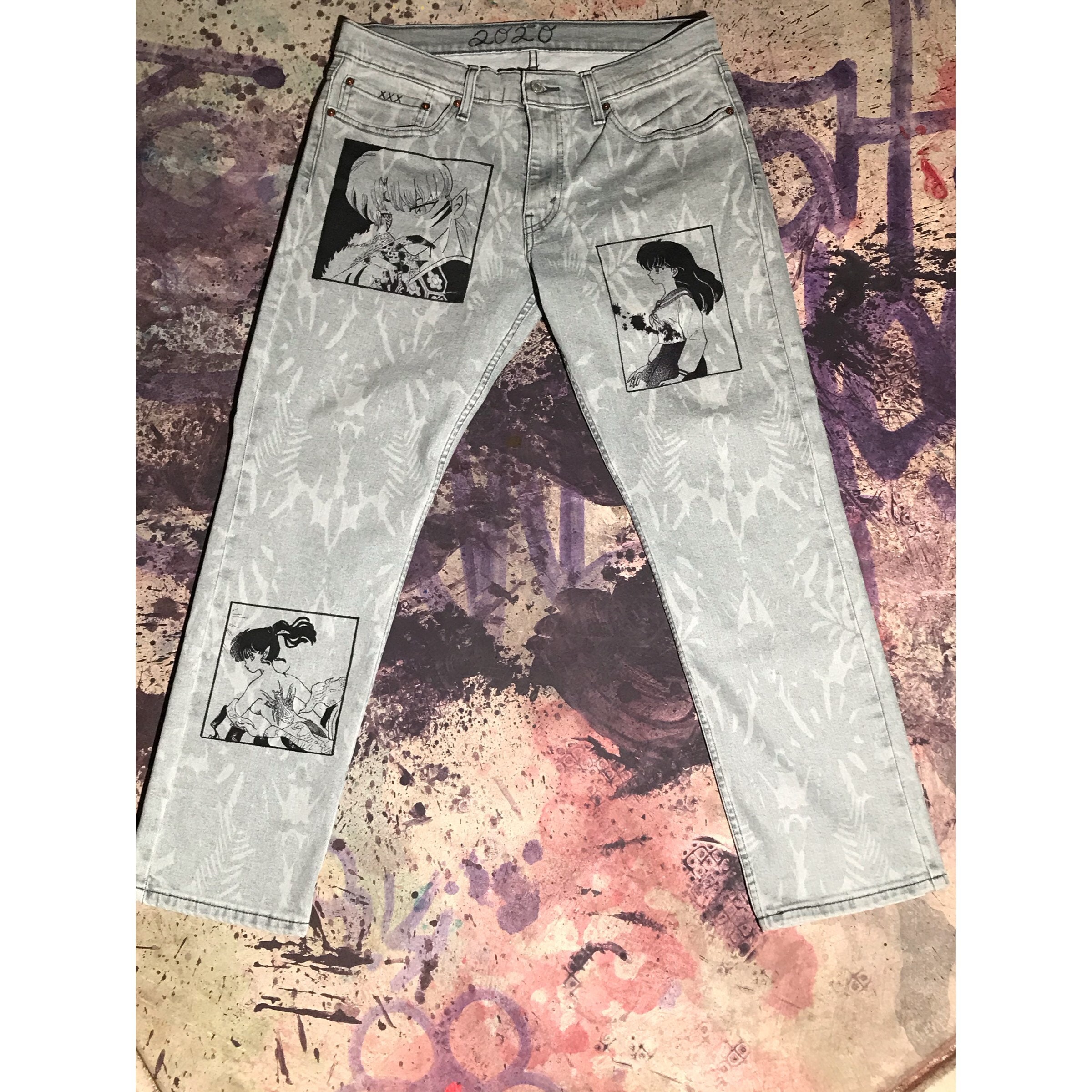 Anime Pants/ Inuyasha anime/ Manga/ Custom pants/ Hand | Etsy