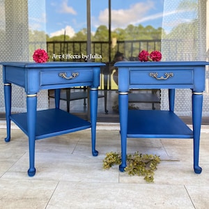 SOLD OUT End Tables Side Tables Bedside Blue End Table French
