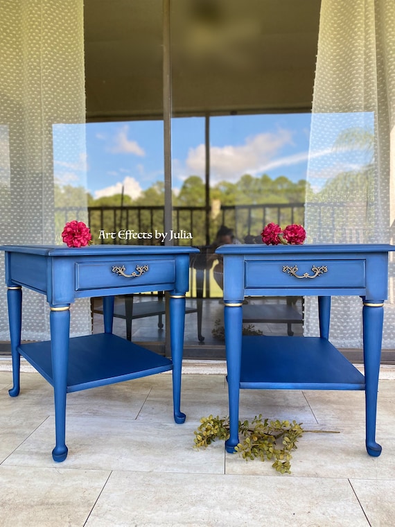 SOLD OUT End Tables Side Tables Bedside Blue End Table French