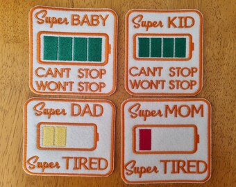 Super MOM DAD BABY kid Iron On Sew On Embroidered Patch