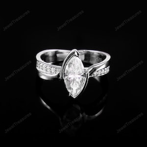 Marquise Moissanite Engagement Ring: Sterling Silver Wedding Ring, Top Quality Moissanites Ring