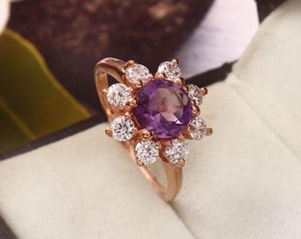 Amethyst Ring: 14K Vergoldeter Ring Februar Geburtsstein