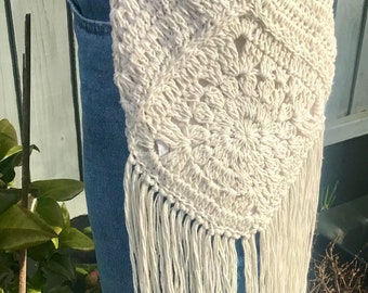 Handmade Crochet Cotton Fringe Bag: Boho Festival Crossbody
