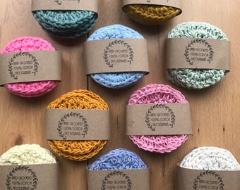 Crochet face scrubbies (Pack of 5) reusable, plastic free, exfoliate, eco friendly gifts, skincare gifts, zero waste, natural skincare