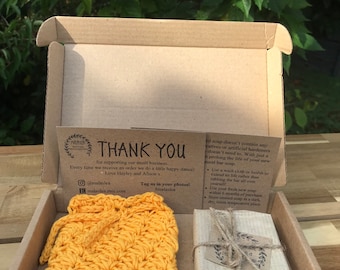 Natural Soap and Crochet Hemp Saver Bag Set - Eco Friendly Gift