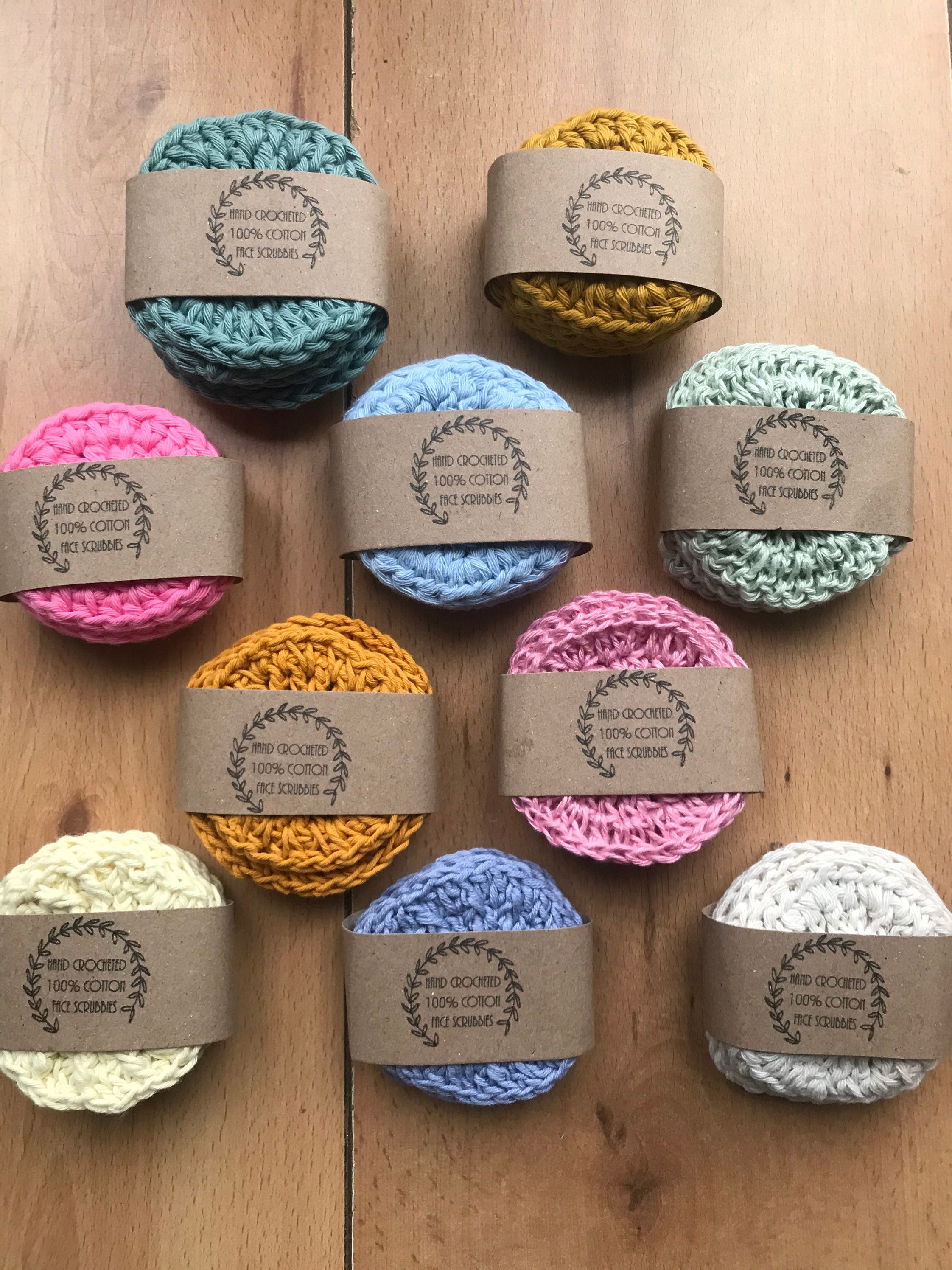 Hand Crocheted Cotton Face Scrubbies (Set of 3 or 5) - eco friendly gifts, plastic free gifts, exfoliate, cleanse, reusable,make up remover