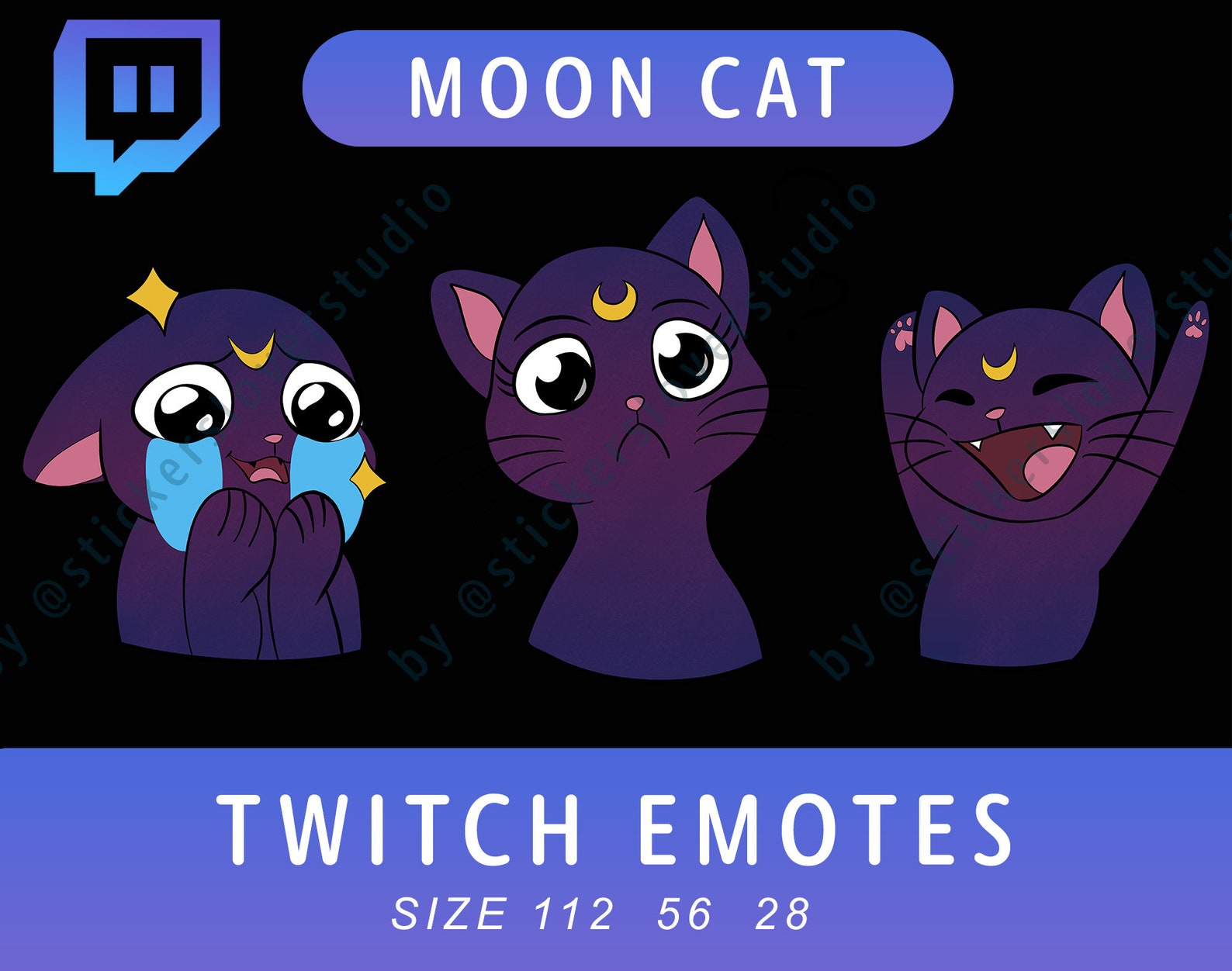 Custom Moon Cat Twitch Emotes Pac und Bages. Größen: 112 72 | Etsy