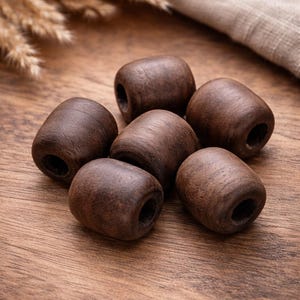 3 stk Dreadperlen aus Walnussholz 6 mm | Holz Perlen für Dreads, Haarschmuck