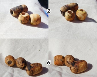 Set of 3 wooden dread beads | 7.5mm hole