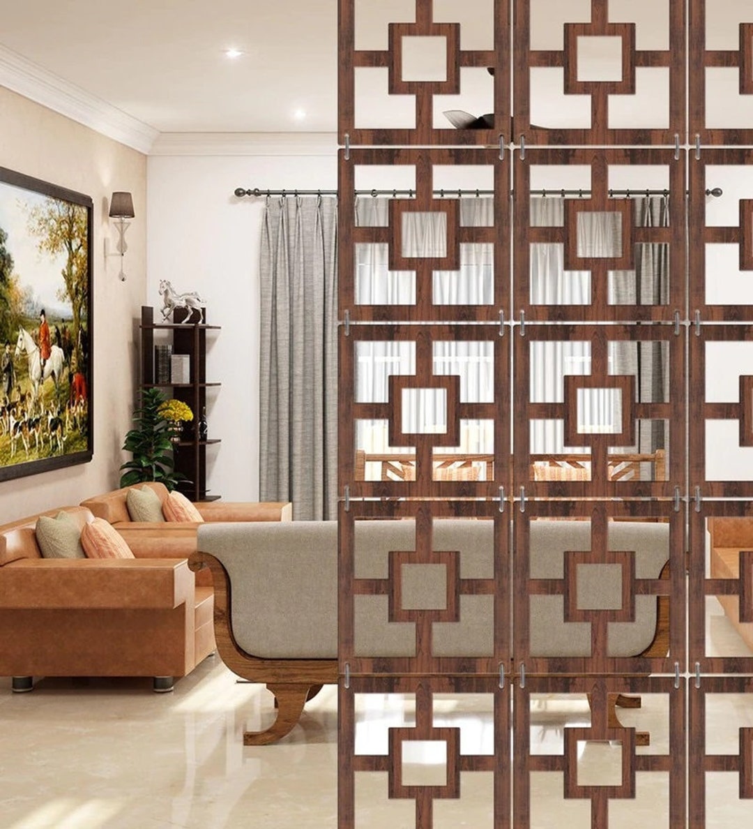 Brown Set of 12 Hanging Room Divider Etsy