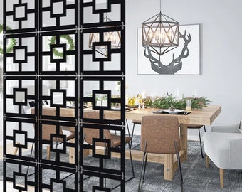 Paneles divisorios geométricos de láminas acrílicas negras (juego de 12)