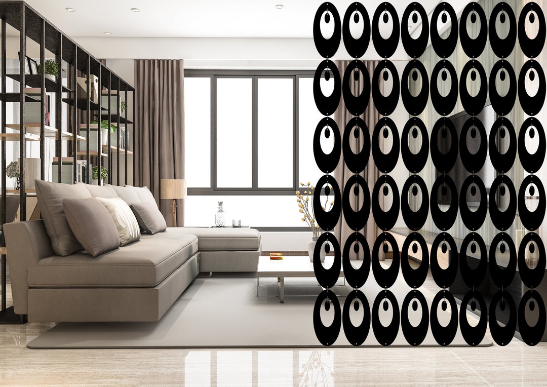 Buy Black Room Divider Mid Century Modern Retro Partition Curtain With