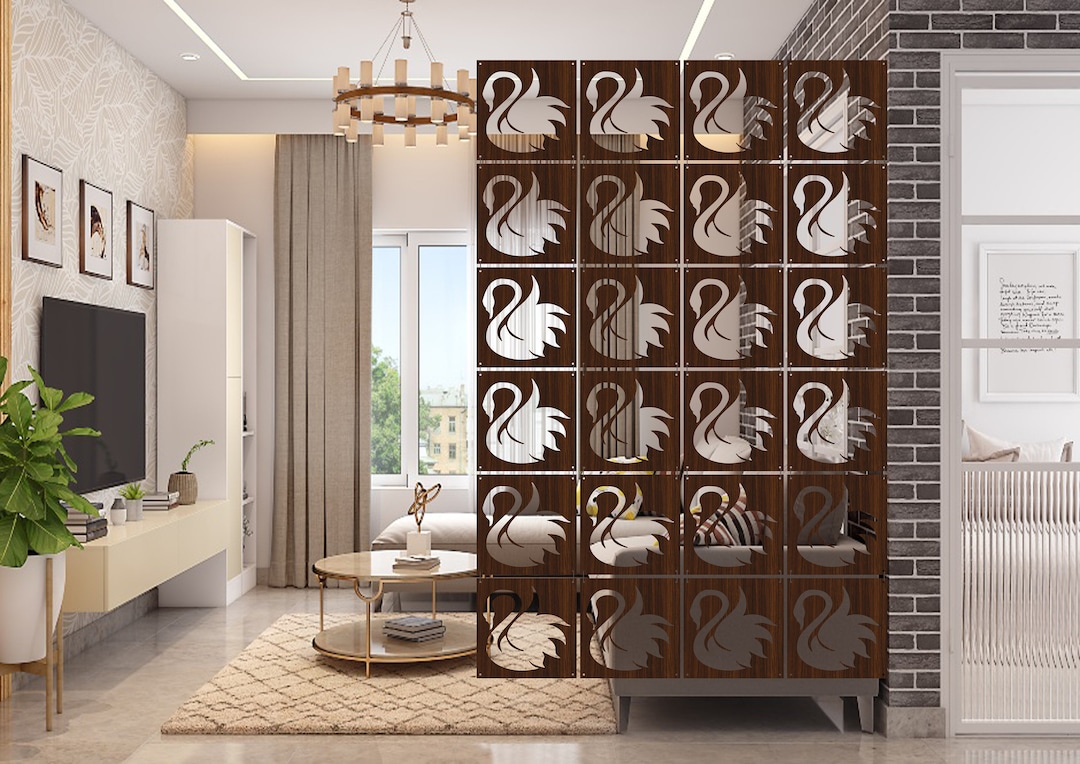 Room Divider Partition Brown Decorative Swan Design, 12 Panels Swan - Etsy