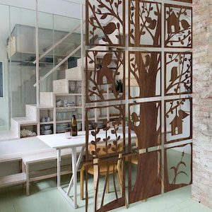 room divider  tree design with birds