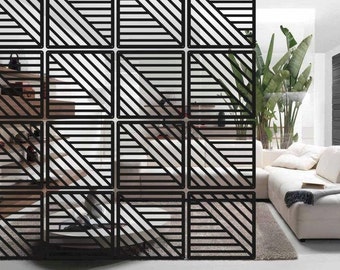 Room divider Black Acrylic : 24 Panel Decorative Partition Set
