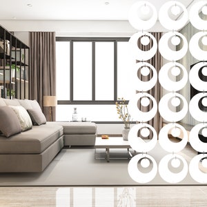White  Room Divider - Mid Century Modern Retro Partition Curtain white 24pcs