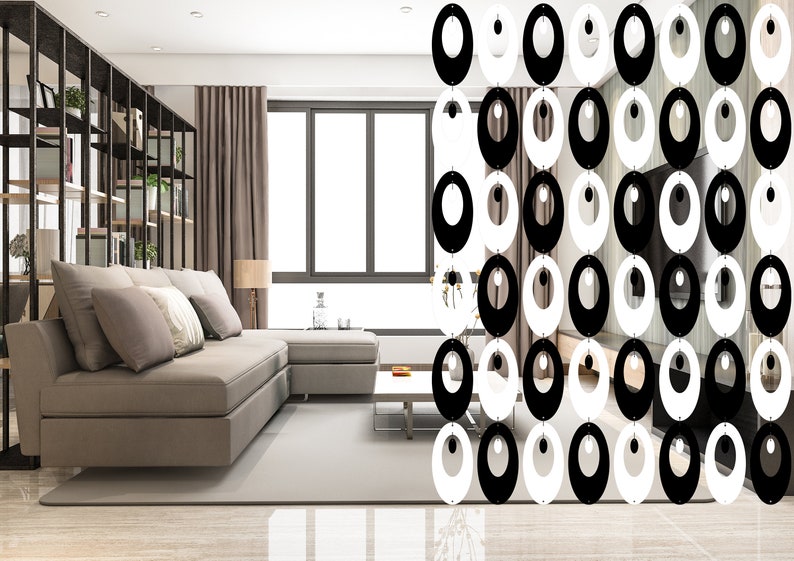 Black and White Room Divider Mid Century Modern Retro Partition