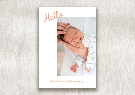 Welcome to the World Card Easy to Edit, Simple Birth Announcement, Hello  Baby Card Digital Photoshop Template