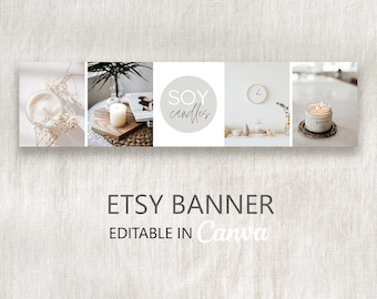 Etsy Shop Banner Template, DIY Photo Cover (Canva Editable)