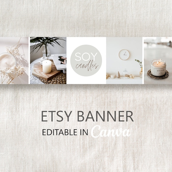 Etsy Banner Template Editable in Canva, DIY Etsy Photo CoverTemplate, Etsy Shop Graphics, Branding Kit