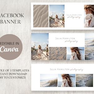 Photographer Facebook Timeline Template, Photo Banner Editable in Canva, Bonus Logo Design, Photography Business Cover for Facebook