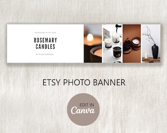 Etsy Banner Template Editable in Canva, DIY Etsy Photo CoverTemplate, Etsy Shop Graphics, Branding Kit