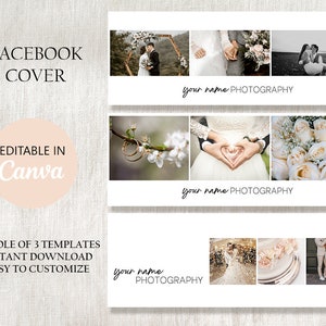 Facebook Cover Template, Photography Facebook Timeline Cover, Editable in Canva Facebook Banner Photos, Bonus Logo Design