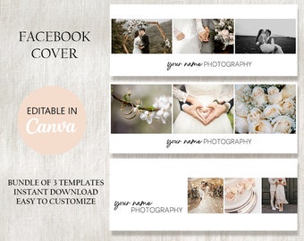 Facebook Cover Template, Photography Facebook Timeline Cover, Editable in Canva Facebook Banner Photos, Bonus Logo Design