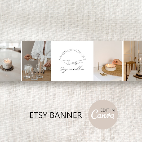 Etsy Banner Template Editable in Canva, DIY Etsy Photo CoverTemplate, Etsy Shop Graphics, Branding Kit