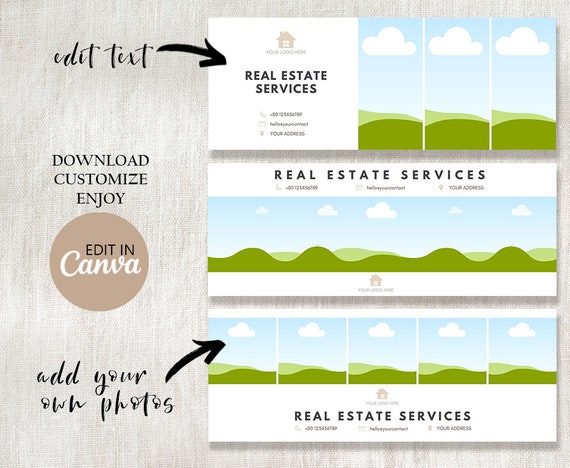 Realtor Facebook Cover Template Editable in Canva, Real Estate