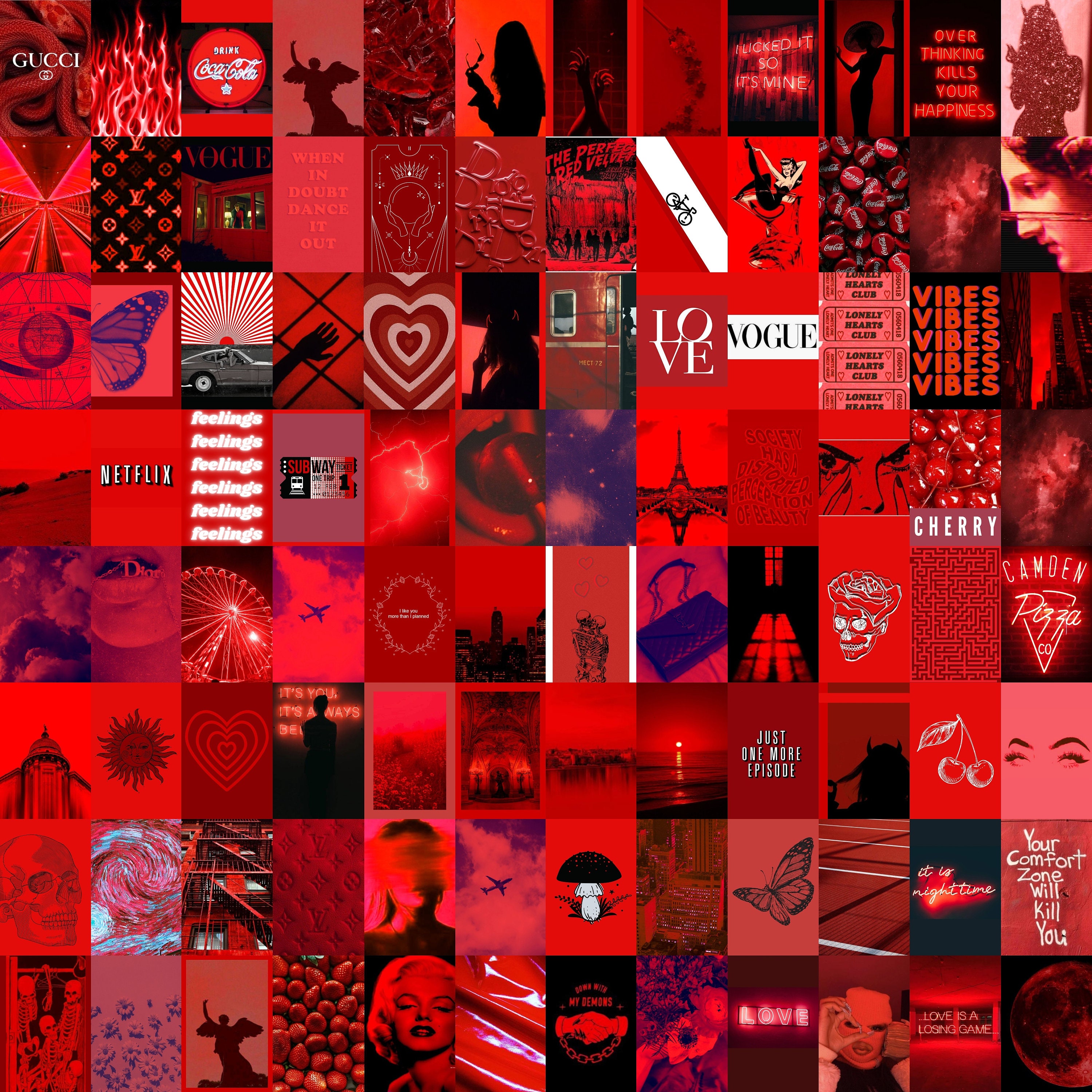 Mailed Red Indie Wall Collage 50 100 Photos Photo Etsy Uk