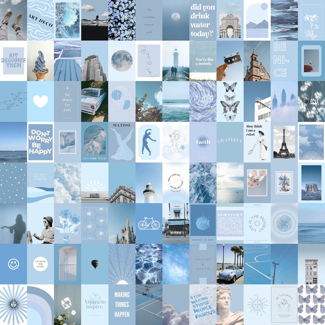 PRINTED Light Blue Wall Collage 25 100 8x11 Prints Etsy