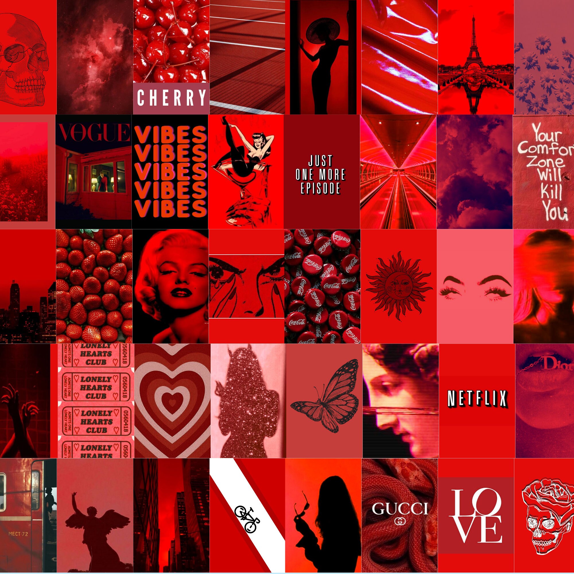 Downloadable Red Wall Collage 100 Photos Photo Collage Etsy